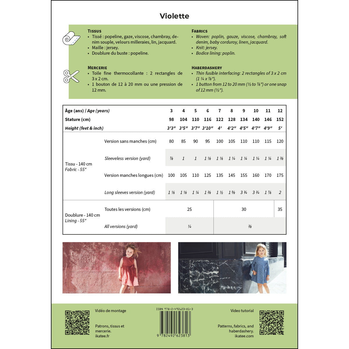 Patron robe pour enfant format papier 