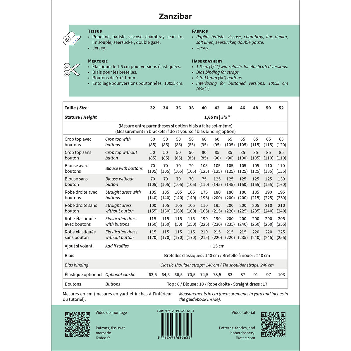Patron de top et robe pour femme format papier 