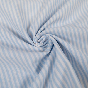 Tissu Popeline - Rayures - Bleu clair et blanc