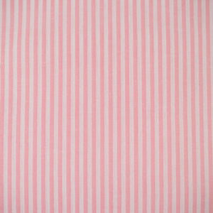 Tissu Popeline - Rayures - Rose dragée et blanc