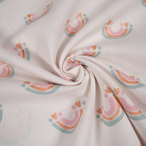 Tissu Popeline - Arc-en-ciel - Blanc