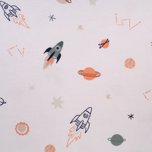 Coupon de Jersey stretch - Dans les étoiles - Blanc