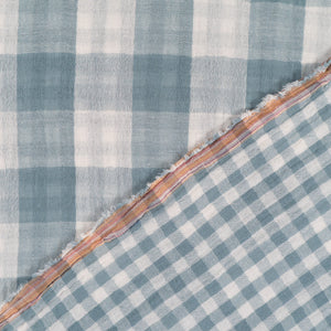 Coupon de Tissu Double gaze carreaux - Bi-face - Vert