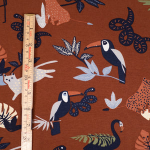 Coupon de Jersey BIO - Animaux de la Jungle - Brun