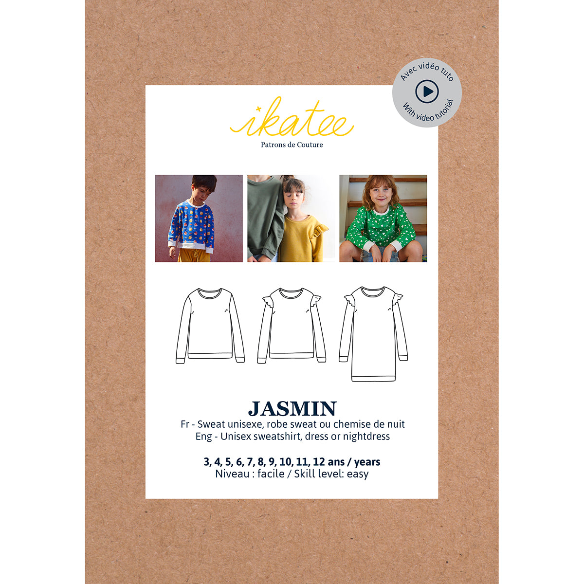 Patron sweat et robe enfant JASMIN pochette