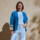 Veste femme ample denim, épaules descendues, patron de couture Macao