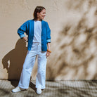 Veste femme ample denim, épaules descendues, patron de couture Macao