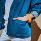 Veste femme ample denim, épaules descendues, patron de couture Macao