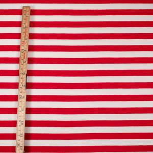 Tissu French terry - Rayures - Blanc et rouge