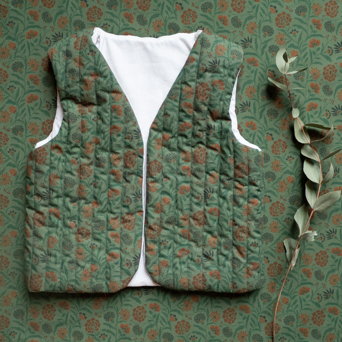 gilet popeline de coton motif à fleurs