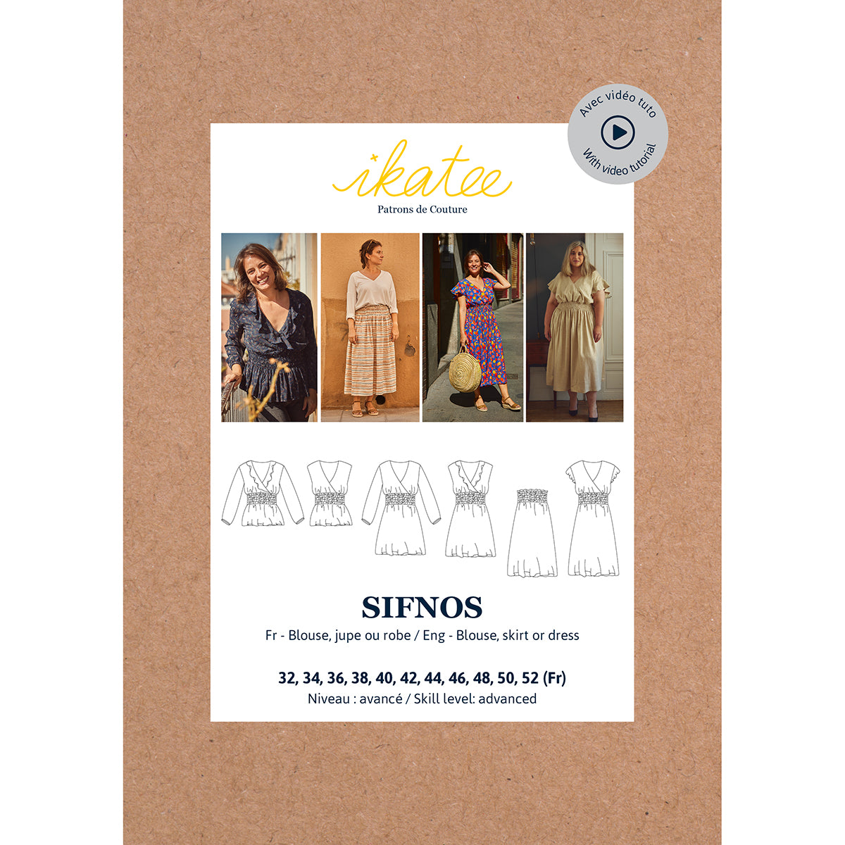 Patron blouse, robe et jupe femme SIFNOS pochette – ikatee