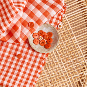 Coupon de Tissu Double gaze Vichy ©Atelier Brunette- Bi-face - Tangerine