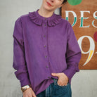 chemise femme collerette manches longues en velours milleraies lavande, patron Amsterdam