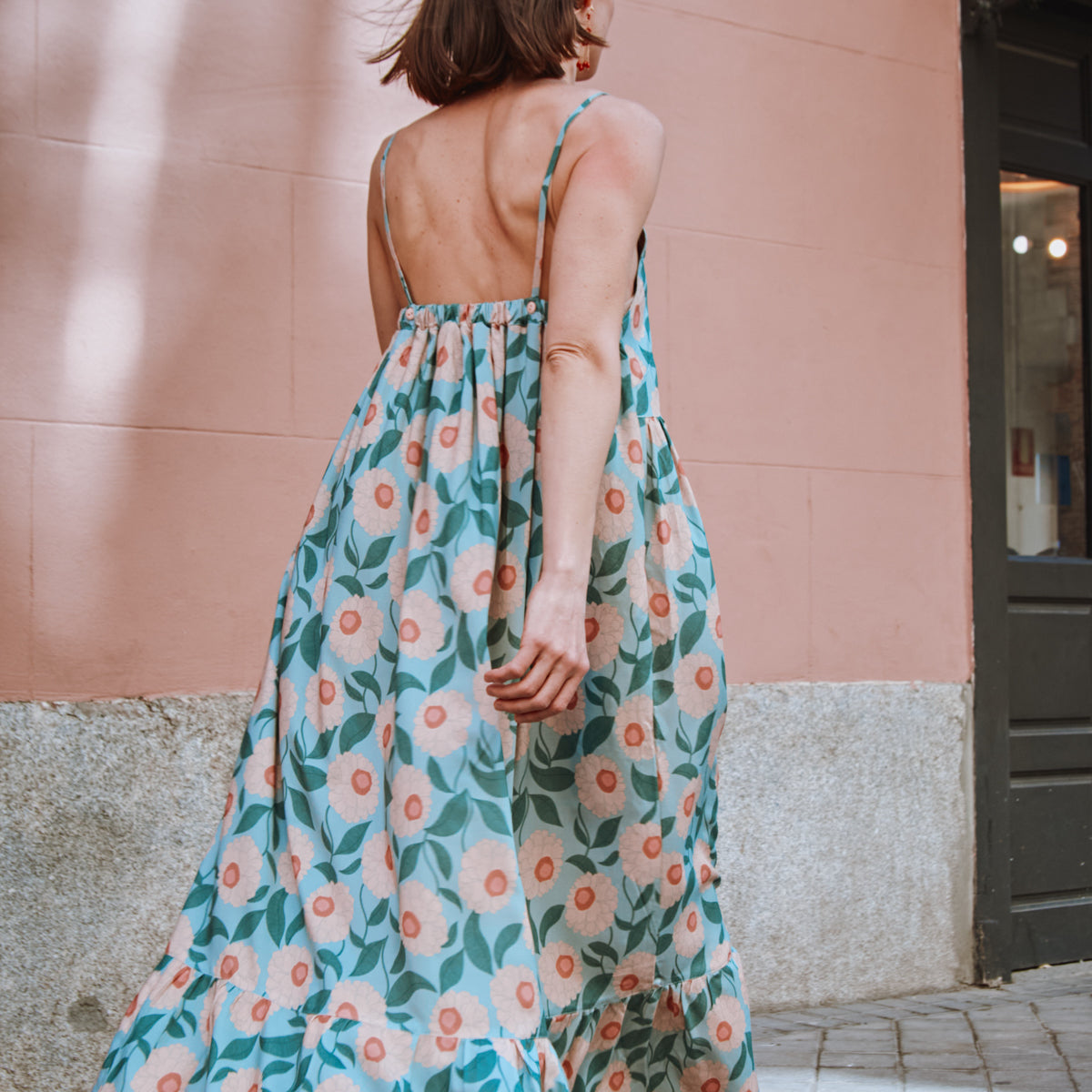 Robe femme Léna Mum en viscose fleurie Soft Bloom, vue de dos