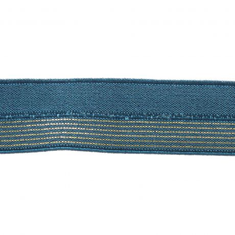 BIAIS ÉLASTIQUE satiné - Bleu jean Or - 17 mm