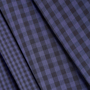 Tissu Double gaze Vichy Night ©Atelier Brunette- Bi-face - Cobalt
