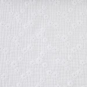 Tissu double gaze brodée - Esmée - Blanc