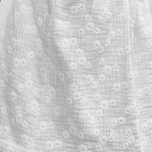 Tissu double gaze brodée - Esmée - Blanc