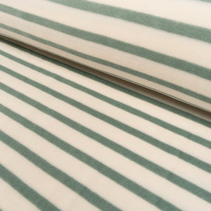 Velours éponge - Rayé - Vert / fond écru