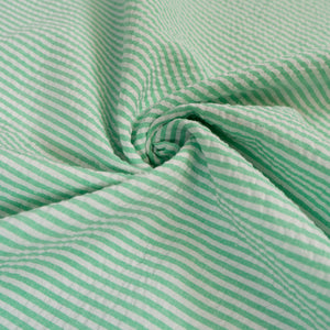 Tissu Seersucker rayé - Vert vif et blanc