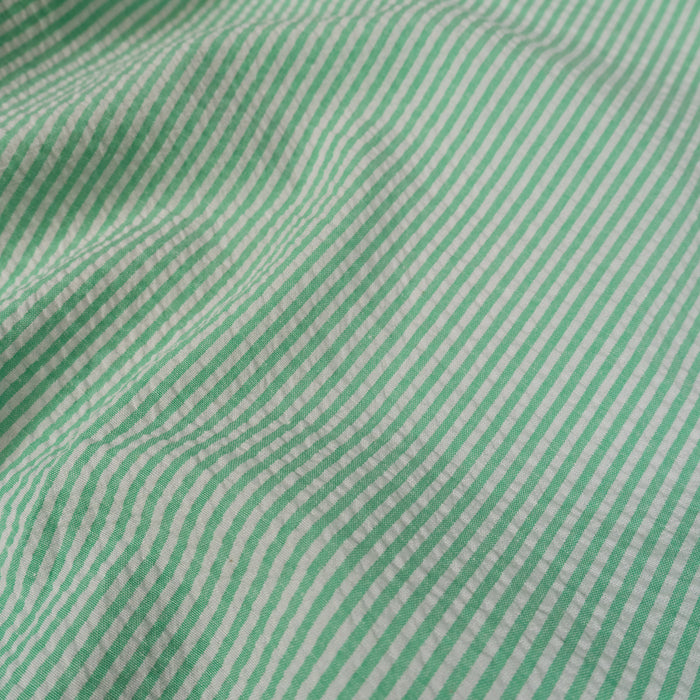 Tissu Seersucker rayé - Vert vif et blanc