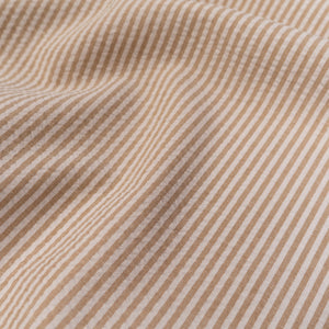 Tissu Seersucker rayé - Beige sable et Blanc