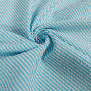 Tissu Seersucker rayé - Bleu vif et blanc