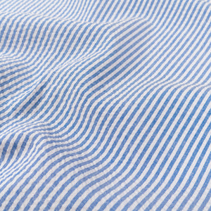 Tissu Seersucker rayé - Bleu et Blanc