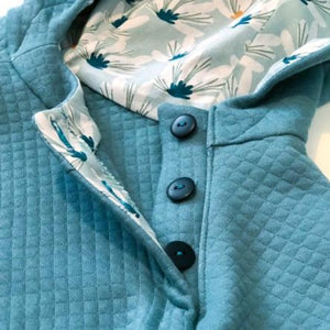 sweat garcon zippe a capuche en maille extensible bleu sweats
