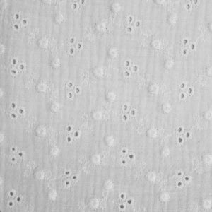 Tissu double gaze brodée - Adèle - Blanc