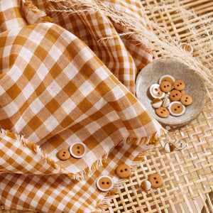 Coupon de Tissu Double gaze Vichy ©Atelier Brunette- Bi-face - Ochre