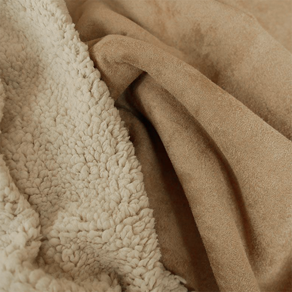 Tissu suédine doublée sherpa - CAMEL