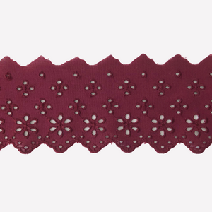 Galon de broderie anglaise 63mm - Bordeaux
